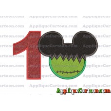 Mickey Mouse Frankenstein Applique Design Birthday Number 1