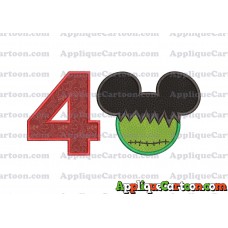 Mickey Mouse Frankenstein Applique Design Birthday Number 4