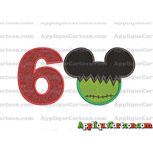 Mickey Mouse Frankenstein Applique Design Birthday Number 6