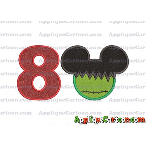 Mickey Mouse Frankenstein Applique Design Birthday Number 8
