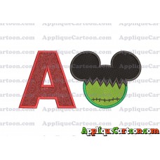 Mickey Mouse Frankenstein Applique Design With Alphabet A