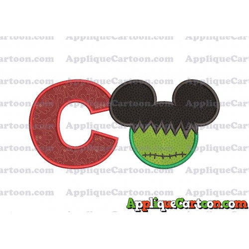 Mickey Mouse Frankenstein Applique Design With Alphabet C