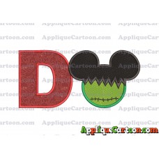 Mickey Mouse Frankenstein Applique Design With Alphabet D