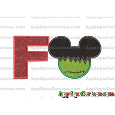 Mickey Mouse Frankenstein Applique Design With Alphabet F