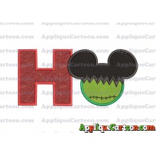 Mickey Mouse Frankenstein Applique Design With Alphabet H