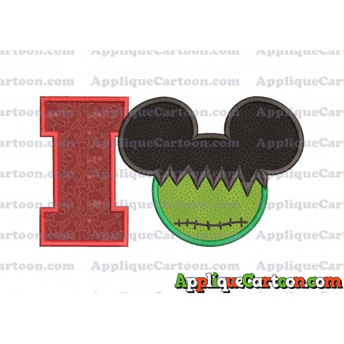 Mickey Mouse Frankenstein Applique Design With Alphabet I