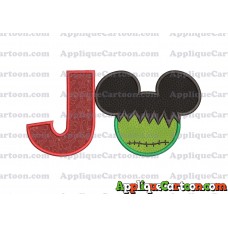 Mickey Mouse Frankenstein Applique Design With Alphabet J