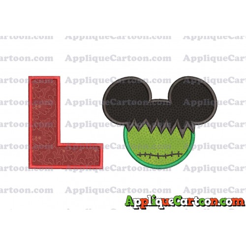 Mickey Mouse Frankenstein Applique Design With Alphabet L