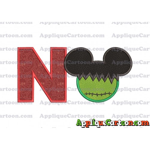 Mickey Mouse Frankenstein Applique Design With Alphabet N