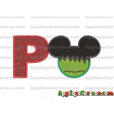 Mickey Mouse Frankenstein Applique Design With Alphabet P