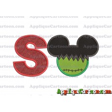 Mickey Mouse Frankenstein Applique Design With Alphabet S