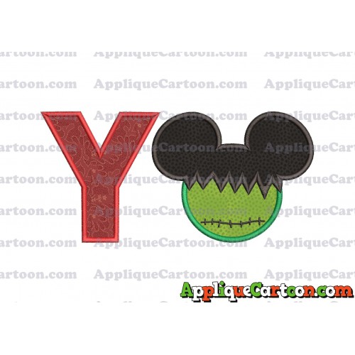 Mickey Mouse Frankenstein Applique Design With Alphabet Y