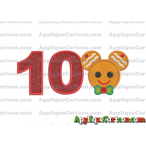 Mickey Mouse Gingerbread Applique Design Birthday Number 10