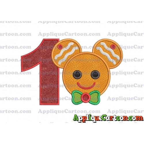 Mickey Mouse Gingerbread Applique Design Birthday Number 1