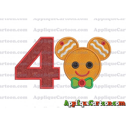 Mickey Mouse Gingerbread Applique Design Birthday Number 4