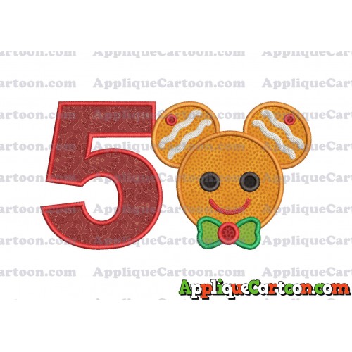 Mickey Mouse Gingerbread Applique Design Birthday Number 5