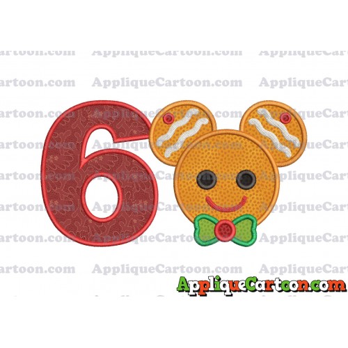 Mickey Mouse Gingerbread Applique Design Birthday Number 6