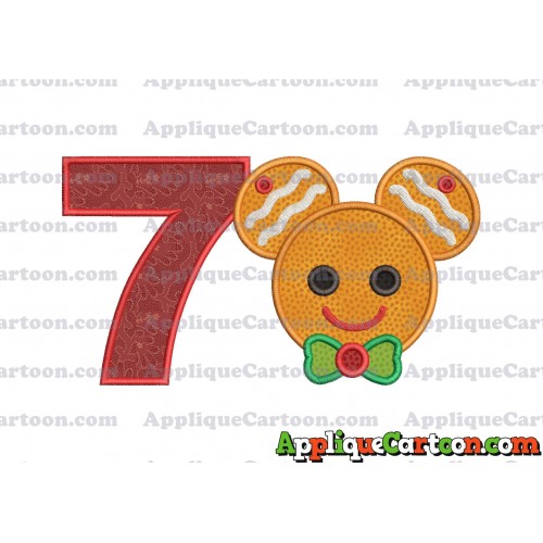 Mickey Mouse Gingerbread Applique Design Birthday Number 7