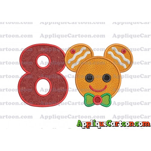 Mickey Mouse Gingerbread Applique Design Birthday Number 8