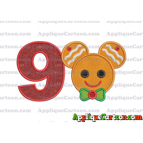 Mickey Mouse Gingerbread Applique Design Birthday Number 9