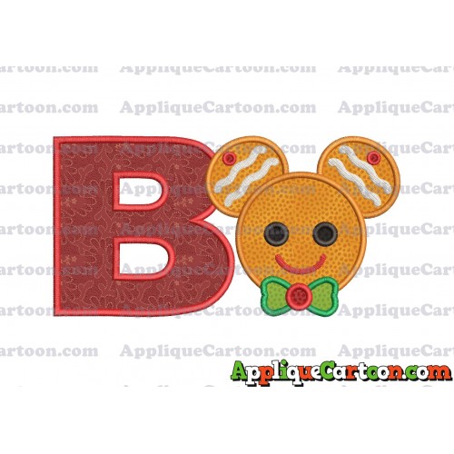 Mickey Mouse Gingerbread Applique Design With Alphabet B