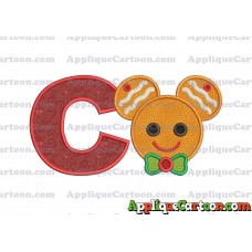 Mickey Mouse Gingerbread Applique Design With Alphabet C