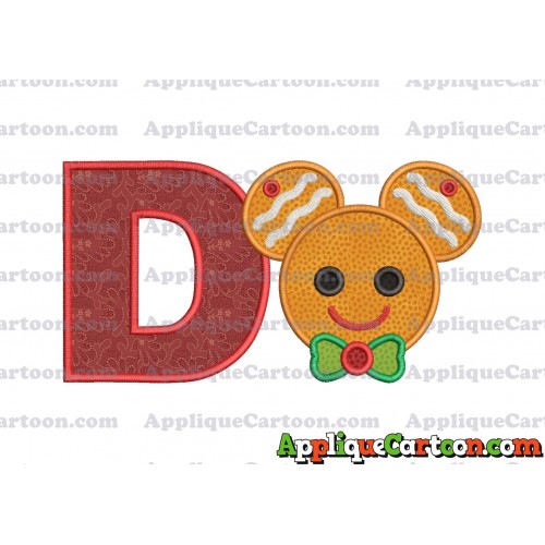 Mickey Mouse Gingerbread Applique Design With Alphabet D