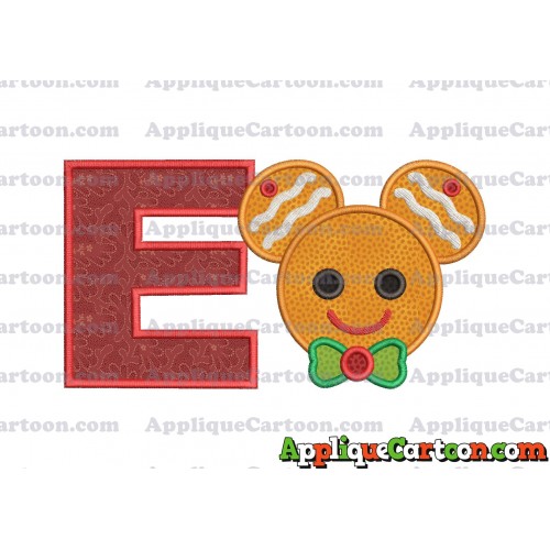 Mickey Mouse Gingerbread Applique Design With Alphabet E