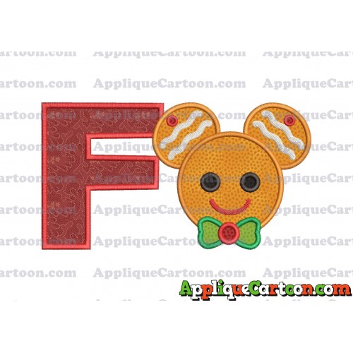 Mickey Mouse Gingerbread Applique Design With Alphabet F