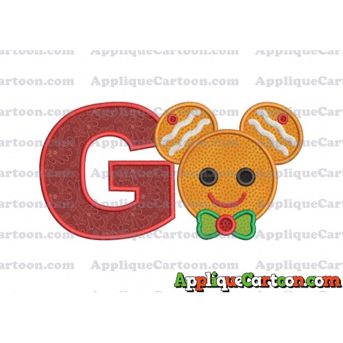 Mickey Mouse Gingerbread Applique Design With Alphabet G