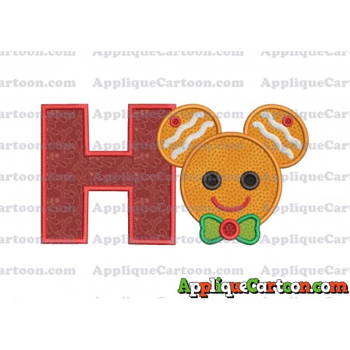Mickey Mouse Gingerbread Applique Design With Alphabet H