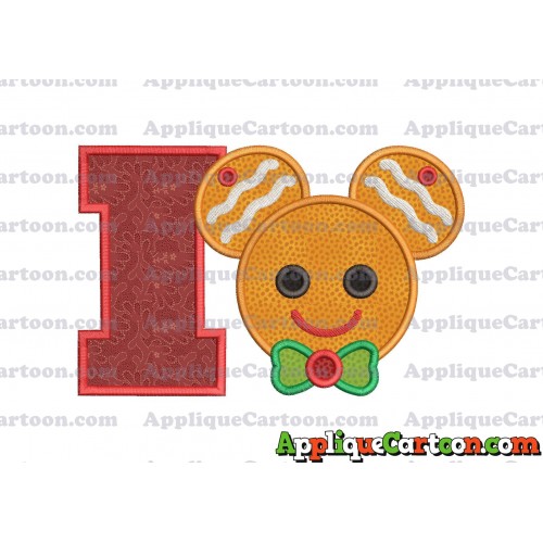 Mickey Mouse Gingerbread Applique Design With Alphabet I