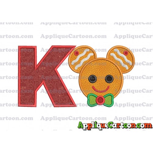 Mickey Mouse Gingerbread Applique Design With Alphabet K