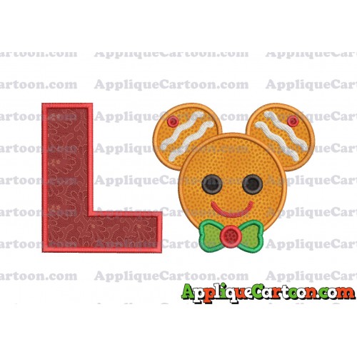 Mickey Mouse Gingerbread Applique Design With Alphabet L