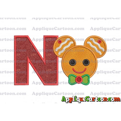 Mickey Mouse Gingerbread Applique Design With Alphabet N