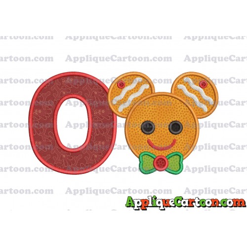 Mickey Mouse Gingerbread Applique Design With Alphabet O