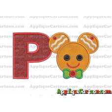 Mickey Mouse Gingerbread Applique Design With Alphabet P