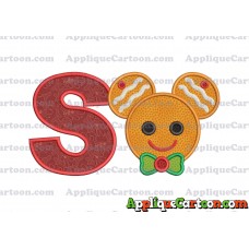 Mickey Mouse Gingerbread Applique Design With Alphabet S