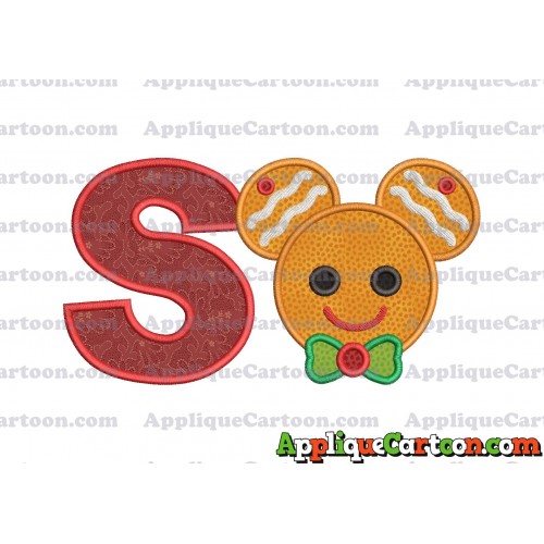Mickey Mouse Gingerbread Applique Design With Alphabet S