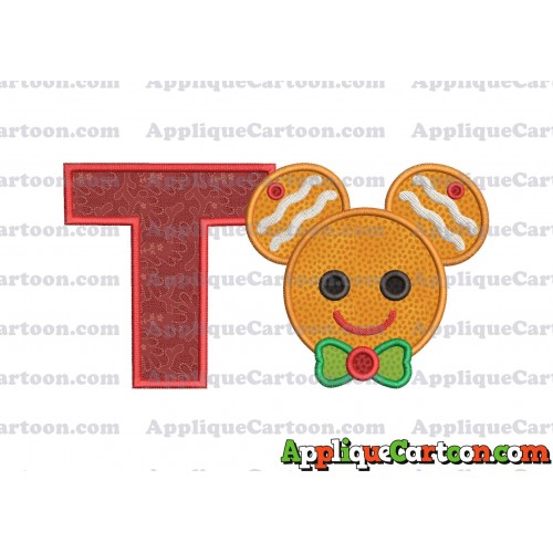 Mickey Mouse Gingerbread Applique Design With Alphabet T