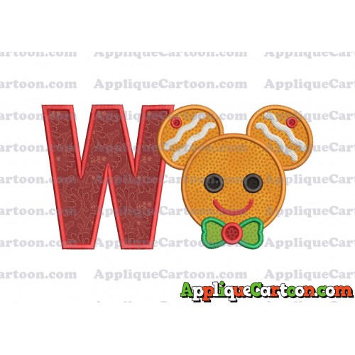 Mickey Mouse Gingerbread Applique Design With Alphabet W