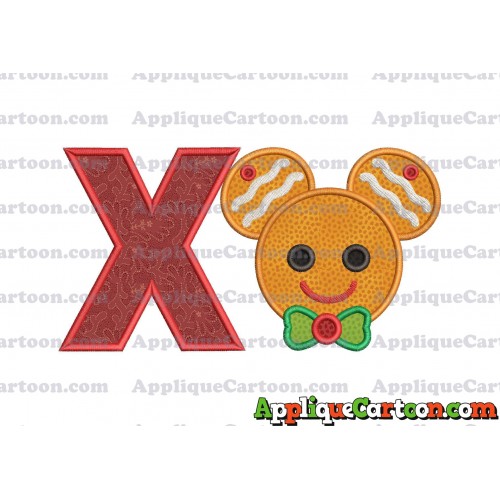 Mickey Mouse Gingerbread Applique Design With Alphabet X
