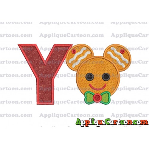 Mickey Mouse Gingerbread Applique Design With Alphabet Y