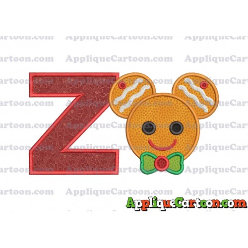 Mickey Mouse Gingerbread Applique Design With Alphabet Z