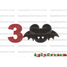 Mickey Mouse Halloween 01 Applique Design Birthday Number 3