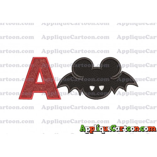 Mickey Mouse Halloween 01 Applique Design With Alphabet A