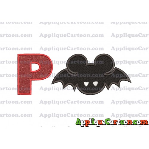 Mickey Mouse Halloween 01 Applique Design With Alphabet P