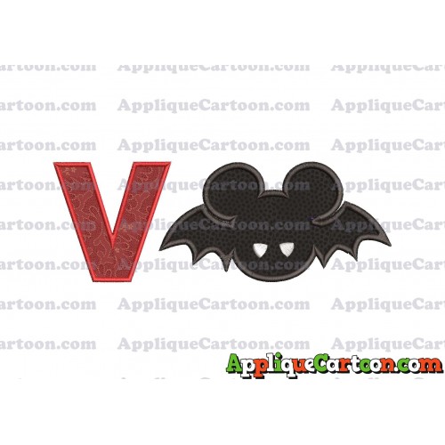 Mickey Mouse Halloween 01 Applique Design With Alphabet V