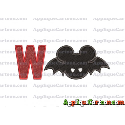 Mickey Mouse Halloween 01 Applique Design With Alphabet W