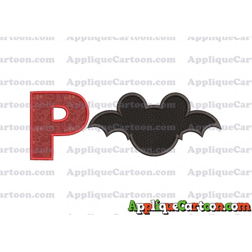 Mickey Mouse Halloween 02 Applique Design With Alphabet P